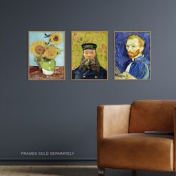 Artery8 Set of 3 Vincent Van Gogh Classic Paintings Blue Gold Art Prints in Yellow - Size: A3 - thumbnail 2