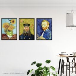 Artery8 Set of 3 Vincent Van Gogh Classic Paintings Blue Gold Art Prints in Yellow - Size: A3 - thumbnail 3