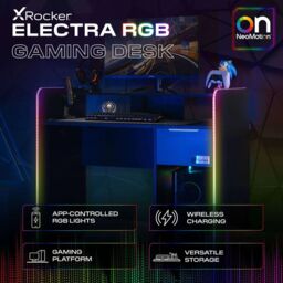 X Rocker Electra 110cm LED Gaming Desk with Wireless Charging & Drawer in Black - thumbnail 2