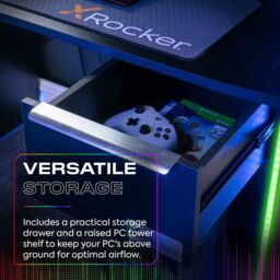 X Rocker Electra 110cm LED Gaming Desk with Wireless Charging & Drawer in Black - thumbnail 4
