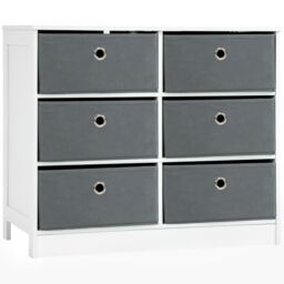 HOMCOM Chests of Drawer Fabric Dresser Storage Cabinet with 6 Drawers in White - thumbnail 2