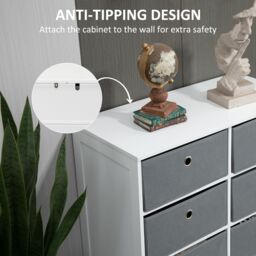HOMCOM Chests of Drawer Fabric Dresser Storage Cabinet with 6 Drawers in White - thumbnail 5