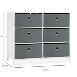 HOMCOM Chests of Drawer Fabric Dresser Storage Cabinet with 6 Drawers in White - thumbnail 3