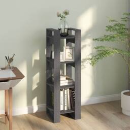 Berkfield Home Beautiful Book Cabinet/Room Divider Grey 41x35x125 cm Solid Wood Pine - Size: 41 x 35 x 125 cm - thumbnail 6