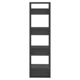 Berkfield Home Beautiful Book Cabinet/Room Divider Grey 41x35x125 cm Solid Wood Pine - Size: 41 x 35 x 125 cm - thumbnail 4