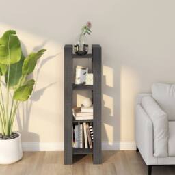Berkfield Home Beautiful Book Cabinet/Room Divider Grey 41x35x125 cm Solid Wood Pine - Size: 41 x 35 x 125 cm - thumbnail 2