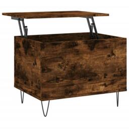 Berkfield Home Coffee Table Smoked Oak 60x44.5x45 cm Engineered Wood in Brown - thumbnail 1