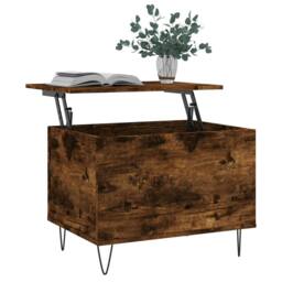 Berkfield Home Coffee Table Smoked Oak 60x44.5x45 cm Engineered Wood in Brown - thumbnail 3