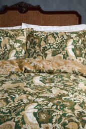 Paoletti Harewood British Animal 100% Cotton Duvet Cover Set in Dark Green - Size: Single - thumbnail 3