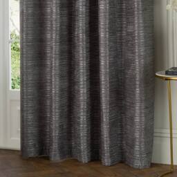 Paoletti Jupiter Chenille Jacquard Eyelet Curtain Pair in Grey - Size: 229 cm width x 183 cm drop - thumbnail 4