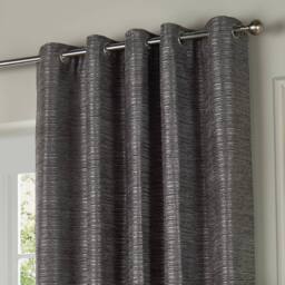 Paoletti Jupiter Chenille Jacquard Eyelet Curtain Pair in Grey - Size: 229 cm width x 183 cm drop - thumbnail 3
