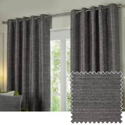Paoletti Jupiter Chenille Jacquard Eyelet Curtain Pair in Grey - Size: 229 cm width x 183 cm drop - thumbnail 1