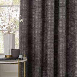 Paoletti Jupiter Chenille Jacquard Eyelet Curtain Pair in Grey - Size: 229 cm width x 183 cm drop - thumbnail 5