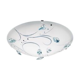 Loops Wall Flush Ceiling Light White Steel Shade White Glass/Crystals Bulb LED 16W Inc - thumbnail 1