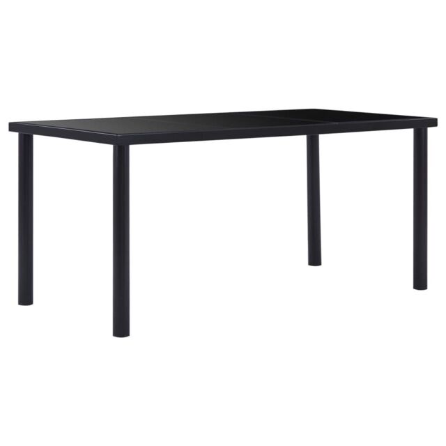Berkfield Home Dining Table Black 160x80x75 cm Tempered Glass - Size: 160 x 80 x 75 cm - image 1