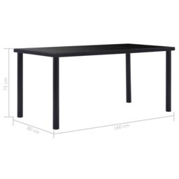 Berkfield Home Dining Table Black 160x80x75 cm Tempered Glass - Size: 160 x 80 x 75 cm - thumbnail 5