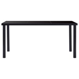 Berkfield Home Dining Table Black 160x80x75 cm Tempered Glass - Size: 160 x 80 x 75 cm - thumbnail 2