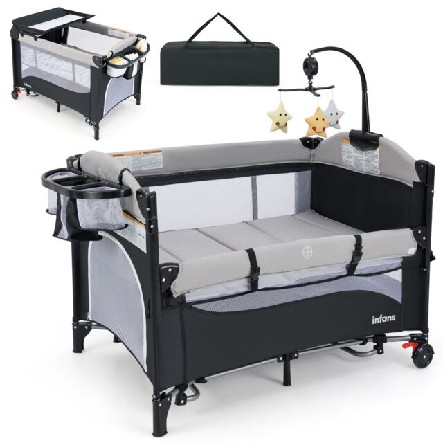 6-in-1 Baby Travel Cot Folding Playpen With Changing Table Carry Bag