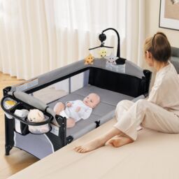 6-in-1 Baby Travel Cot Folding Playpen With Changing Table Carry Bag - thumbnail 4
