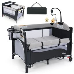 6-in-1 Baby Travel Cot Folding Playpen With Changing Table Carry Bag - thumbnail 1