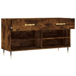 Berkfield Home Shoe Bench Smoked Oak 102x35x55 cm Engineered Wood in Brown - Size: 102 x 35 x 55 cm - thumbnail 5