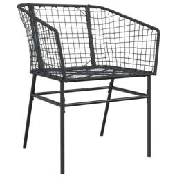Berkfield Home Beautiful 7 Piece Garden Dining Set Black Poly Rattan Glass - thumbnail 4