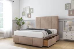 "Comfort Beds Arya Naples Divan Base 2 Drawers - 54"" Headboard-Footboard in Light Brown - Size: Super King" - thumbnail 1
