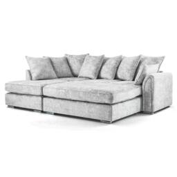 LUXURY LIFE Chiswick Left Hand Fabric Corner Sofa with Footstool in Metallic Silver - thumbnail 2