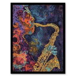 Artery8 Transcendent Saxophone Music Trippy Concept Art Framed Art Print - Size: A4 - thumbnail 1