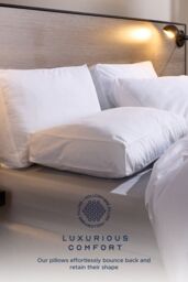 Snuggledown Hotel Side Sleeper Pillow - Firm Support, Deep Filled Cotton Box Pillow in White - thumbnail 4