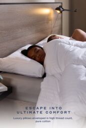Snuggledown Hotel Side Sleeper Pillow - Firm Support, Deep Filled Cotton Box Pillow in White - thumbnail 2