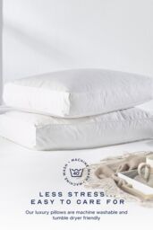 Snuggledown Hotel Side Sleeper Pillow - Firm Support, Deep Filled Cotton Box Pillow in White - thumbnail 7