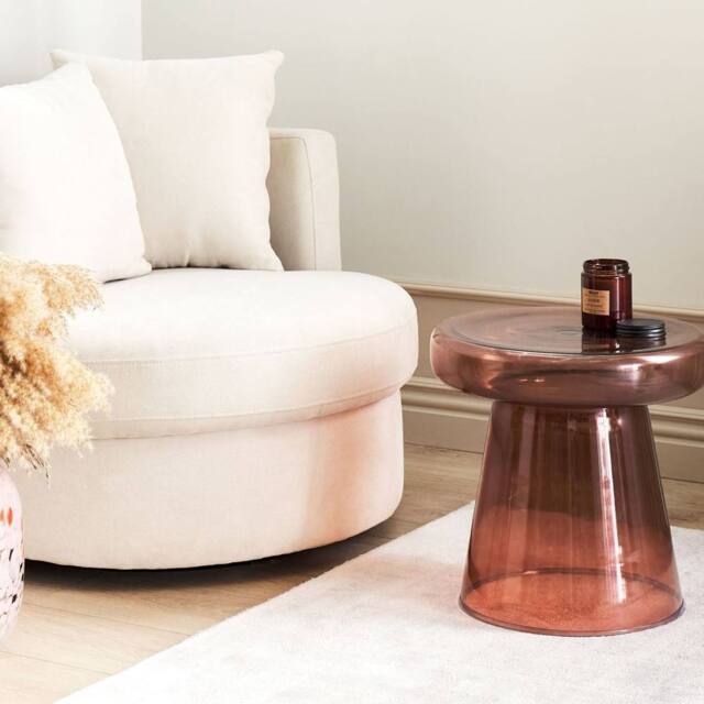Wyld and Coco Red Glass Side Table 39 cm Tinted Transparent Accent - image 1
