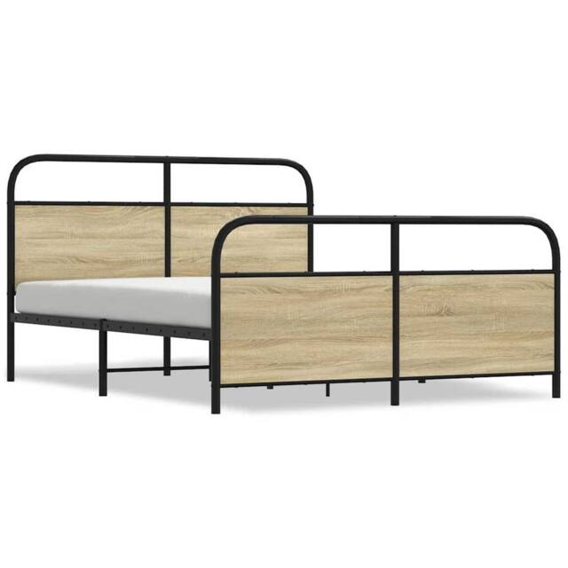Berkfield Home Metal Bed Frame without Mattress Sonoma Oak 160x200 cm in Brown - image 1