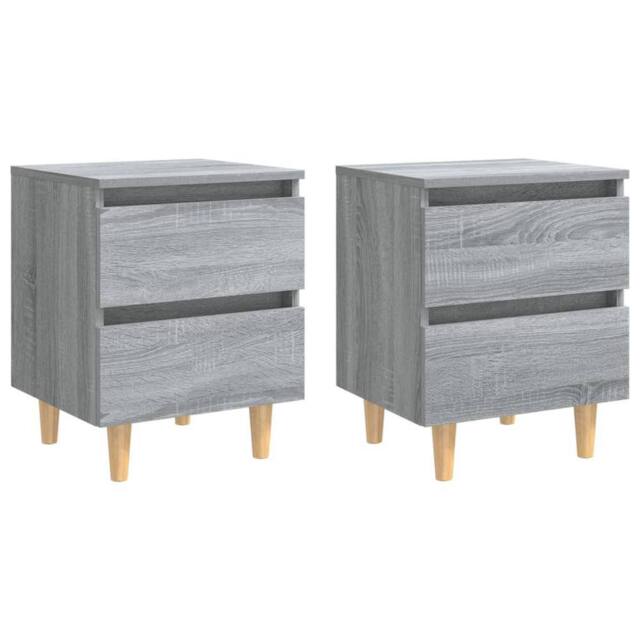 Berkfield Home Bed Cabinets with Solid Wood Legs 2 pcs Grey Sonoma 40x35x50 cm - Size: 40 x 35 x 50 cm - image 1