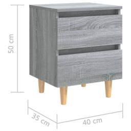 Berkfield Home Bed Cabinets with Solid Wood Legs 2 pcs Grey Sonoma 40x35x50 cm - Size: 40 x 35 x 50 cm - thumbnail 9