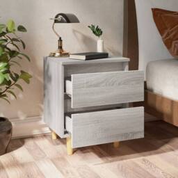 Berkfield Home Bed Cabinets with Solid Wood Legs 2 pcs Grey Sonoma 40x35x50 cm - Size: 40 x 35 x 50 cm - thumbnail 8