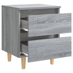 Berkfield Home Bed Cabinets with Solid Wood Legs 2 pcs Grey Sonoma 40x35x50 cm - Size: 40 x 35 x 50 cm - thumbnail 6