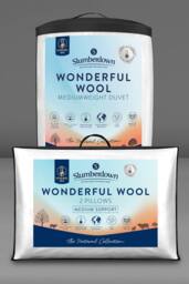 Slumberdown Wonderful Wool Mediumweight Duvet with 2 Medium Support Pillows in White - Size: Super King - thumbnail 1