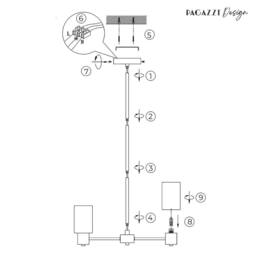 Pagazzi Maya 3-Light Antique Brass Semi-Flush Ceiling Light in Gold - thumbnail 7
