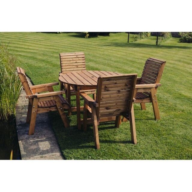 Churnet Valley Garden Furniture Ltd Valley Round 4XC Set - Min. Assembly Required - Set of Cushions Inc in Brown - image 1