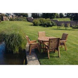 Churnet Valley Garden Furniture Ltd Valley Round 4XC Set - Min. Assembly Required - Set of Cushions Inc in Brown - thumbnail 2