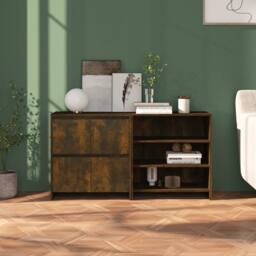 Berkfield Home 2 Piece Sideboard Smoked Oak Engineered Wood in Brown - thumbnail 2
