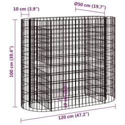 Berkfield Home Durable Gabion Raised Bed Galvanised Iron 120x50x100 cm in Silver - Size: 120 x 50 x 100 cm - thumbnail 8