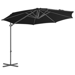Berkfield Home Cantilever Umbrella with Steel Pole Black 300 cm - thumbnail 2