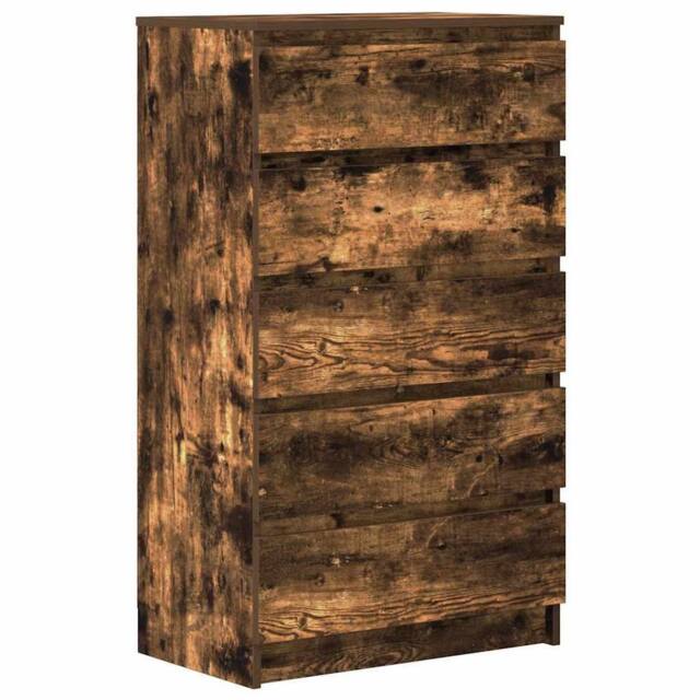 Berkfield Home Drawer Cabinet Smoked Oak 60x36x103 cm Engineered Wood in Brown - Size: 60 x 36 x 103 cm - image 1
