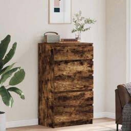 Berkfield Home Drawer Cabinet Smoked Oak 60x36x103 cm Engineered Wood in Brown - Size: 60 x 36 x 103 cm - thumbnail 3