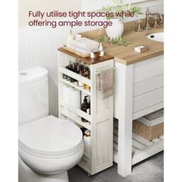 FORGEVIO 4-Tier Slim Storage Trolley, Kitchen Trolley with Wheels in White - thumbnail 4