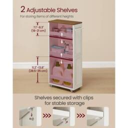 FORGEVIO 4-Tier Slim Storage Trolley, Kitchen Trolley with Wheels in White - thumbnail 2