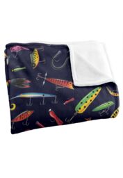 JQ Licensing Fishing Lures Pattern Silky Touch Super Soft Throw Blanket 152 X 127 cm in White - thumbnail 3